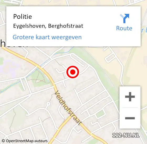 Locatie op kaart van de 112 melding: Politie Eygelshoven, Berghofstraat op 16 april 2023 17:15