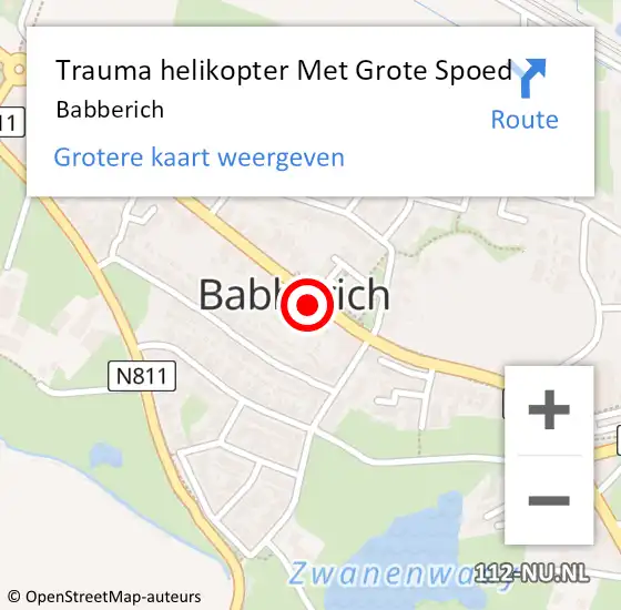 Locatie op kaart van de 112 melding: Trauma helikopter Met Grote Spoed Naar Babberich op 16 april 2023 17:17