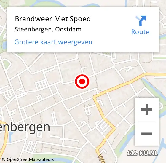 Locatie op kaart van de 112 melding: Brandweer Met Spoed Naar Steenbergen, Oostdam op 16 april 2023 17:22