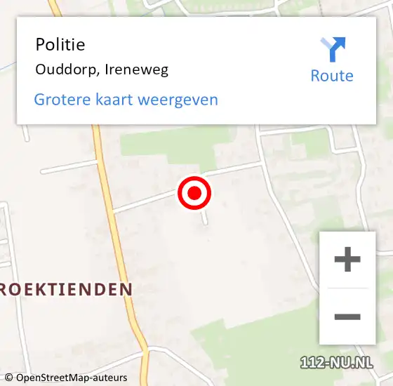Locatie op kaart van de 112 melding: Politie Ouddorp, Ireneweg op 16 april 2023 17:57