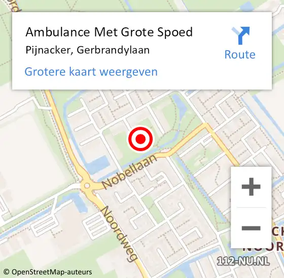 Locatie op kaart van de 112 melding: Ambulance Met Grote Spoed Naar Pijnacker, Gerbrandylaan op 16 april 2023 17:58