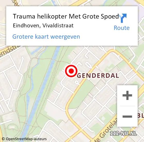 Locatie op kaart van de 112 melding: Trauma helikopter Met Grote Spoed Naar Eindhoven, Vivaldistraat op 16 april 2023 18:22