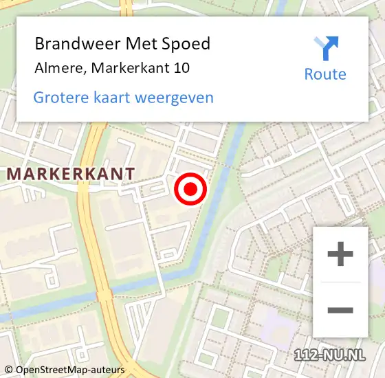 Locatie op kaart van de 112 melding: Brandweer Met Spoed Naar Almere, Markerkant 10 op 16 april 2023 18:25