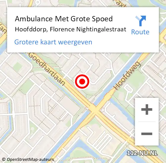 Locatie op kaart van de 112 melding: Ambulance Met Grote Spoed Naar Hoofddorp, Florence Nightingalestraat op 16 april 2023 18:41