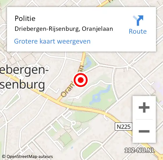 Locatie op kaart van de 112 melding: Politie Driebergen-Rijsenburg, Oranjelaan op 16 april 2023 19:12