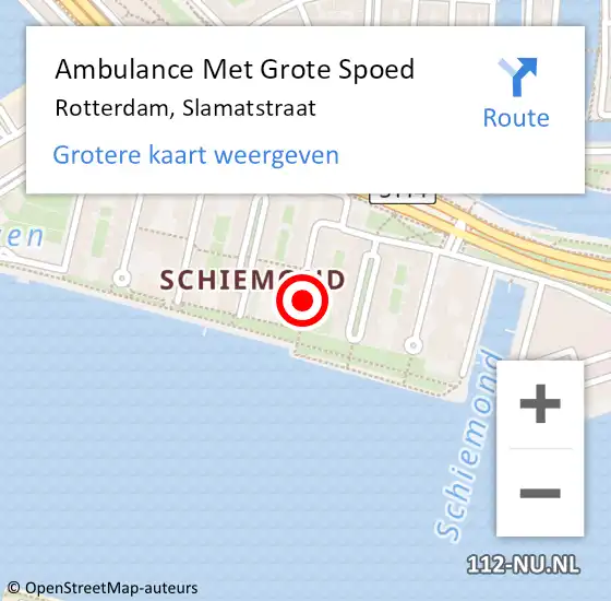 Locatie op kaart van de 112 melding: Ambulance Met Grote Spoed Naar Rotterdam, Slamatstraat op 16 april 2023 19:13