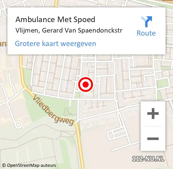 Locatie op kaart van de 112 melding: Ambulance Met Spoed Naar Vlijmen, Gerard Van Spaendonckstr op 22 augustus 2014 13:19