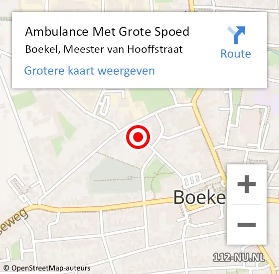 Locatie op kaart van de 112 melding: Ambulance Met Grote Spoed Naar Boekel, Meester van Hooffstraat op 22 augustus 2014 13:20