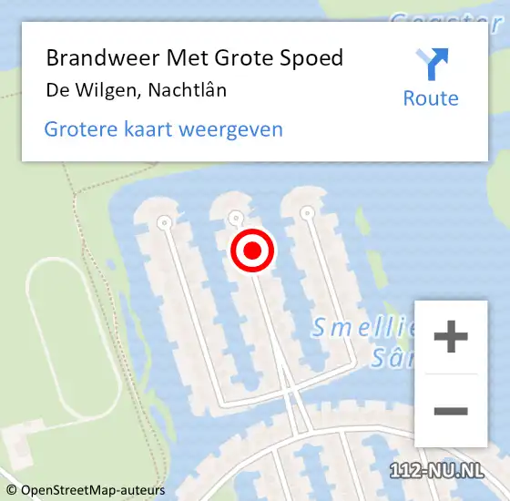 Locatie op kaart van de 112 melding: Brandweer Met Grote Spoed Naar De Wilgen, Nachtlân op 16 april 2023 20:00