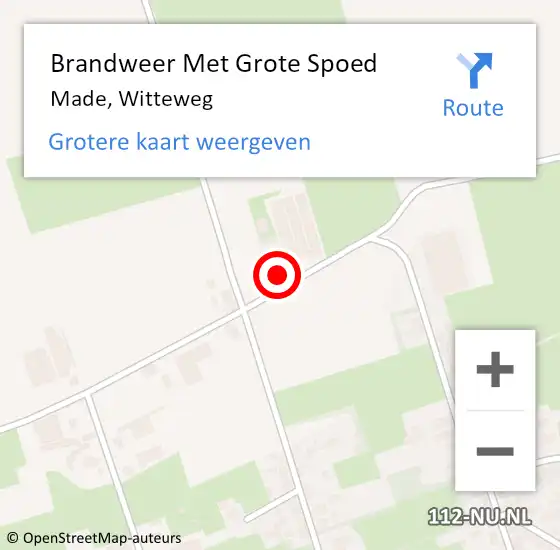 Locatie op kaart van de 112 melding: Brandweer Met Grote Spoed Naar Made, Witteweg op 16 april 2023 20:16