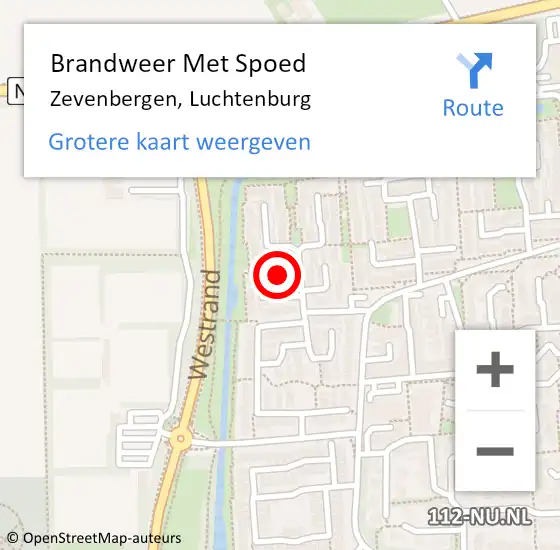 Locatie op kaart van de 112 melding: Brandweer Met Spoed Naar Zevenbergen, Luchtenburg op 16 april 2023 21:11