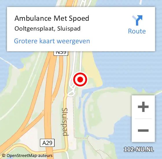 Locatie op kaart van de 112 melding: Ambulance Met Spoed Naar Ooltgensplaat, Sluispad op 16 april 2023 21:24