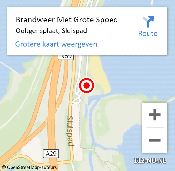 Locatie op kaart van de 112 melding: Brandweer Met Grote Spoed Naar Ooltgensplaat, Sluispad op 16 april 2023 21:29