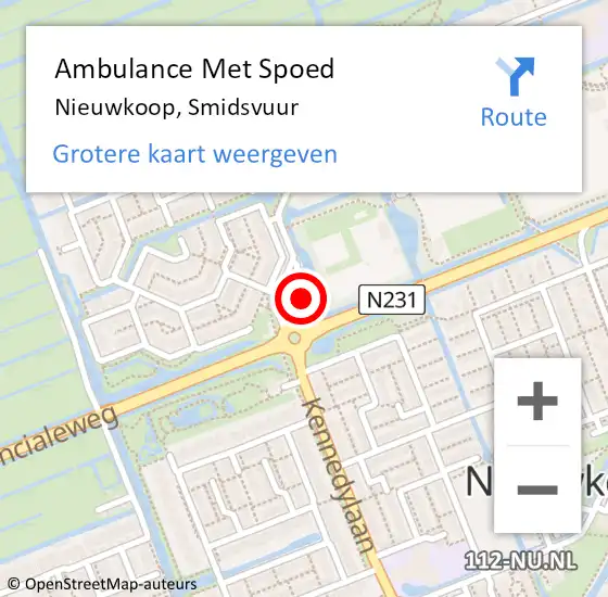 Locatie op kaart van de 112 melding: Ambulance Met Spoed Naar Nieuwkoop, Smidsvuur op 16 april 2023 21:30