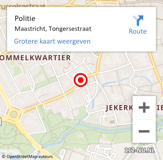 Locatie op kaart van de 112 melding: Politie Maastricht, Tongersestraat op 16 april 2023 22:25