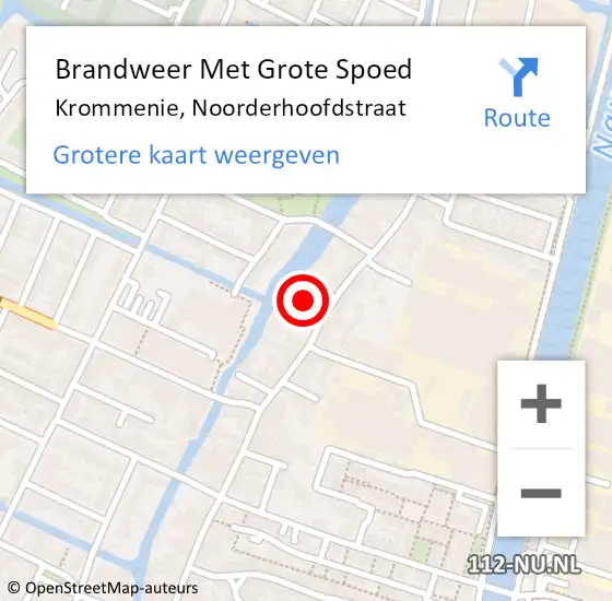 Locatie op kaart van de 112 melding: Brandweer Met Grote Spoed Naar Krommenie, Noorderhoofdstraat op 16 april 2023 22:36