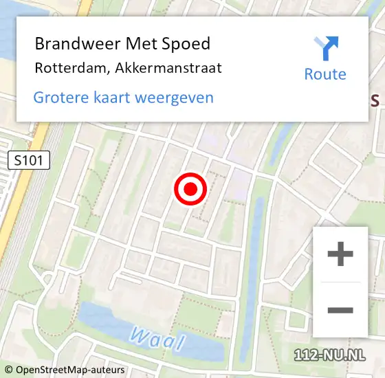 Locatie op kaart van de 112 melding: Brandweer Met Spoed Naar Rotterdam, Akkermanstraat op 16 april 2023 23:09