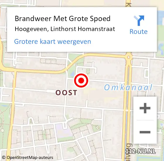 Locatie op kaart van de 112 melding: Brandweer Met Grote Spoed Naar Hoogeveen, Linthorst Homanstraat op 16 april 2023 23:20