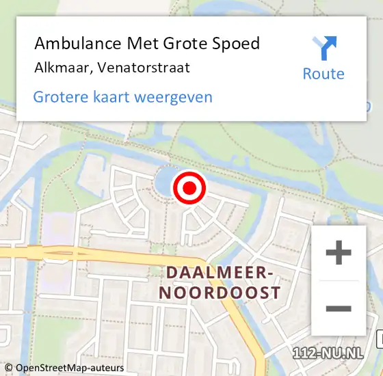 Locatie op kaart van de 112 melding: Ambulance Met Grote Spoed Naar Alkmaar, Venatorstraat op 16 april 2023 23:50