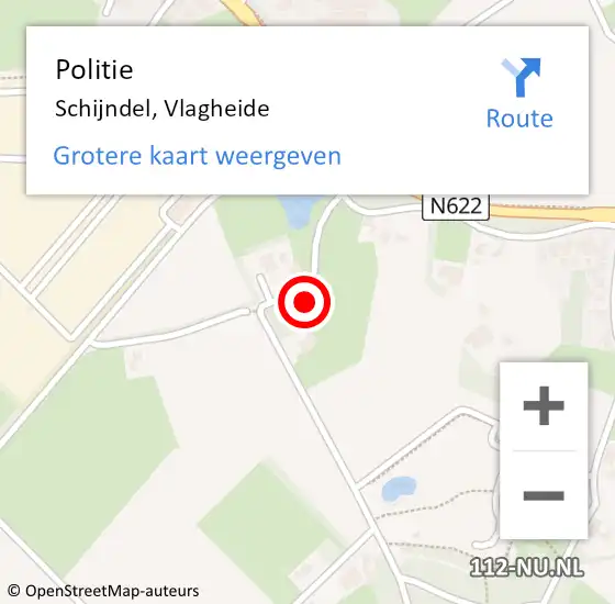 Locatie op kaart van de 112 melding: Politie Schijndel, Vlagheide op 16 april 2023 23:56