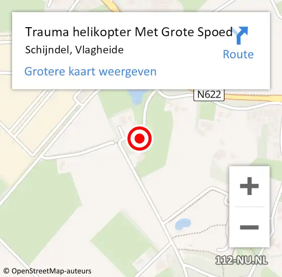 Locatie op kaart van de 112 melding: Trauma helikopter Met Grote Spoed Naar Schijndel, Vlagheide op 17 april 2023 00:03