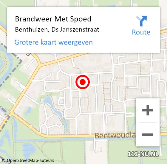 Locatie op kaart van de 112 melding: Brandweer Met Spoed Naar Benthuizen, Ds Janszenstraat op 17 april 2023 00:04