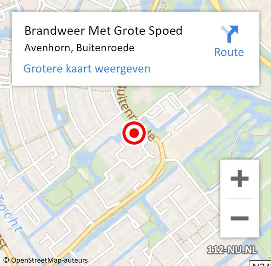 Locatie op kaart van de 112 melding: Brandweer Met Grote Spoed Naar Avenhorn, Buitenroede op 17 april 2023 00:15