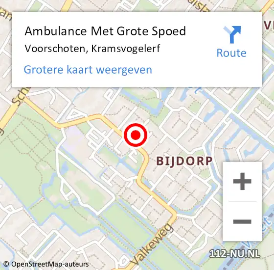 Locatie op kaart van de 112 melding: Ambulance Met Grote Spoed Naar Voorschoten, Kramsvogelerf op 17 april 2023 01:12