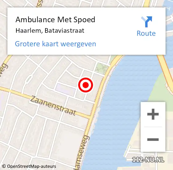 Locatie op kaart van de 112 melding: Ambulance Met Spoed Naar Haarlem, Bataviastraat op 17 april 2023 02:18