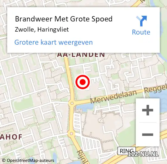 Locatie op kaart van de 112 melding: Brandweer Met Grote Spoed Naar Zwolle, Haringvliet op 17 april 2023 02:54