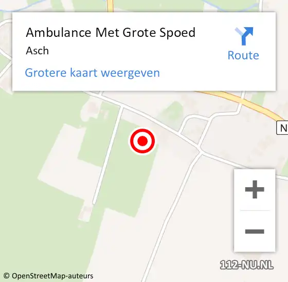 Locatie op kaart van de 112 melding: Ambulance Met Grote Spoed Naar Asch op 17 april 2023 03:02