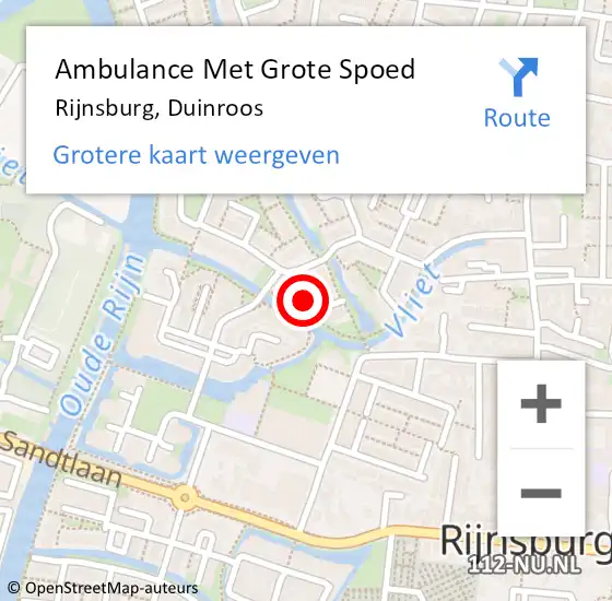 Locatie op kaart van de 112 melding: Ambulance Met Grote Spoed Naar Rijnsburg, Duinroos op 17 april 2023 04:14