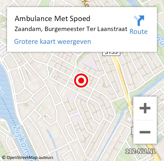 Locatie op kaart van de 112 melding: Ambulance Met Spoed Naar Zaandam, Burgemeester Ter Laanstraat op 17 april 2023 06:05