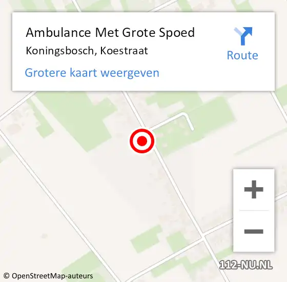 Locatie op kaart van de 112 melding: Ambulance Met Grote Spoed Naar Koningsbosch, Koestraat op 17 april 2023 06:46