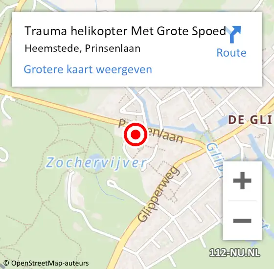 Locatie op kaart van de 112 melding: Trauma helikopter Met Grote Spoed Naar Heemstede, Prinsenlaan op 17 april 2023 07:58