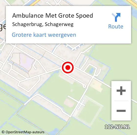 Locatie op kaart van de 112 melding: Ambulance Met Grote Spoed Naar Schagerbrug, Schagerweg op 17 april 2023 08:01