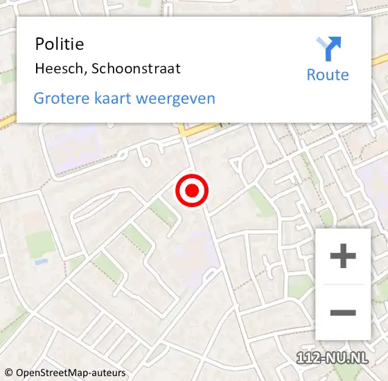 Locatie op kaart van de 112 melding: Politie Heesch, Schoonstraat op 17 april 2023 08:03