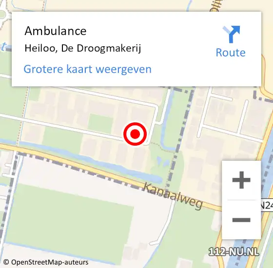 Locatie op kaart van de 112 melding: Ambulance Heiloo, De Droogmakerij op 17 april 2023 08:55