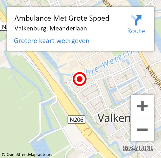 Locatie op kaart van de 112 melding: Ambulance Met Grote Spoed Naar Valkenburg, Meanderlaan op 17 april 2023 09:14