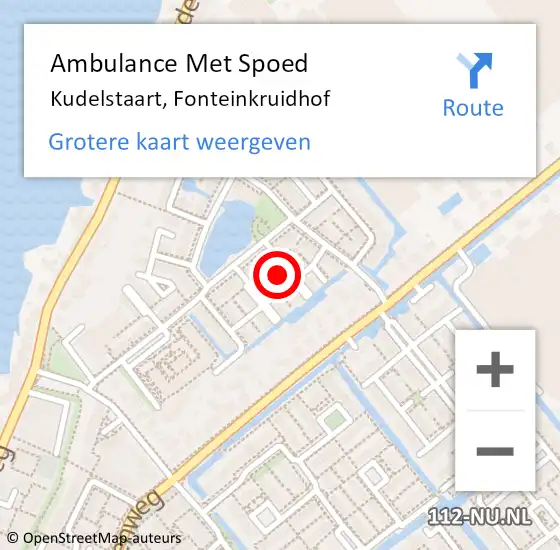 Locatie op kaart van de 112 melding: Ambulance Met Spoed Naar Kudelstaart, Fonteinkruidhof op 17 april 2023 09:16