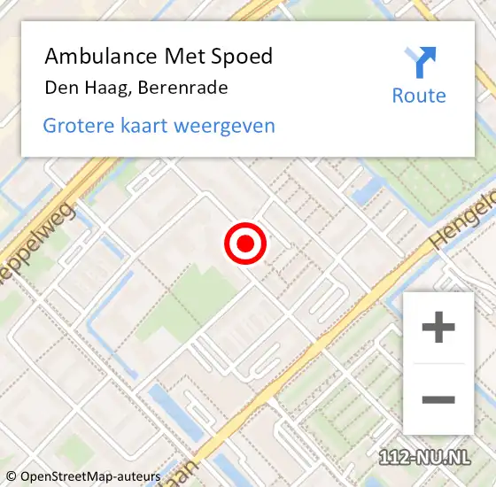 Locatie op kaart van de 112 melding: Ambulance Met Spoed Naar Den Haag, Berenrade op 17 april 2023 09:27