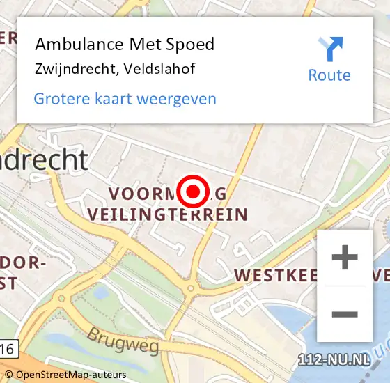 Locatie op kaart van de 112 melding: Ambulance Met Spoed Naar Zwijndrecht, Veldslahof op 17 april 2023 09:30