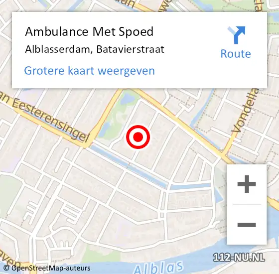 Locatie op kaart van de 112 melding: Ambulance Met Spoed Naar Alblasserdam, Batavierstraat op 17 april 2023 09:56