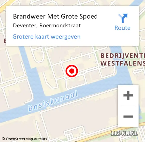 Locatie op kaart van de 112 melding: Brandweer Met Grote Spoed Naar Deventer, Roermondstraat op 17 april 2023 09:59