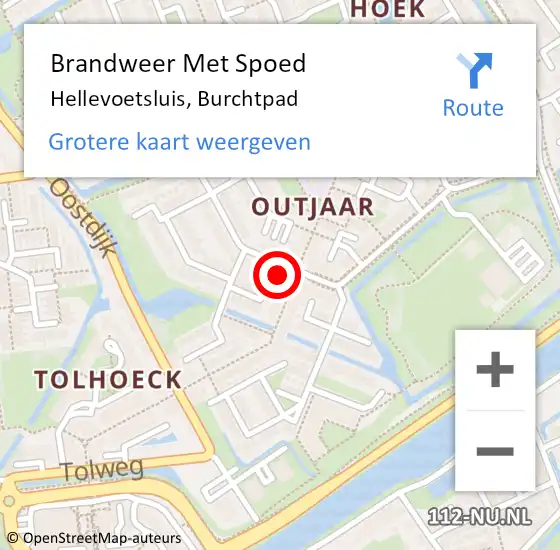 Locatie op kaart van de 112 melding: Brandweer Met Spoed Naar Hellevoetsluis, Burchtpad op 17 april 2023 10:07