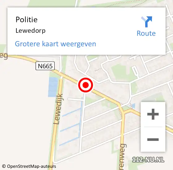 Locatie op kaart van de 112 melding: Politie Lewedorp op 17 april 2023 10:15