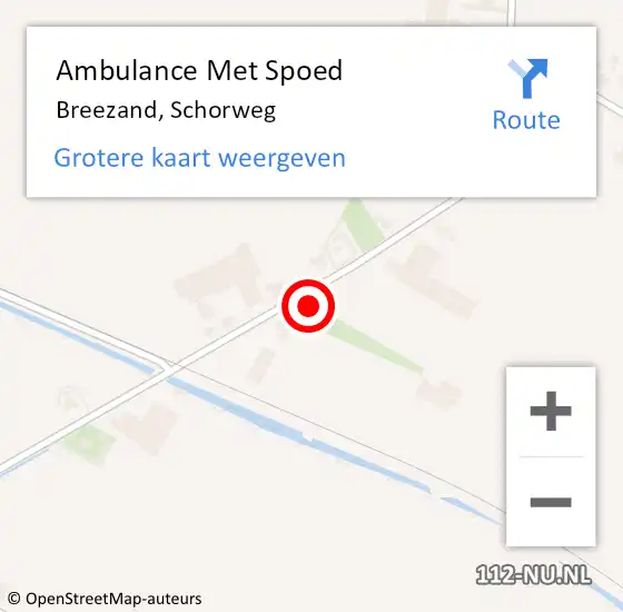 Locatie op kaart van de 112 melding: Ambulance Met Spoed Naar Breezand, Schorweg op 17 april 2023 10:16
