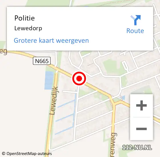 Locatie op kaart van de 112 melding: Politie Lewedorp op 17 april 2023 10:21