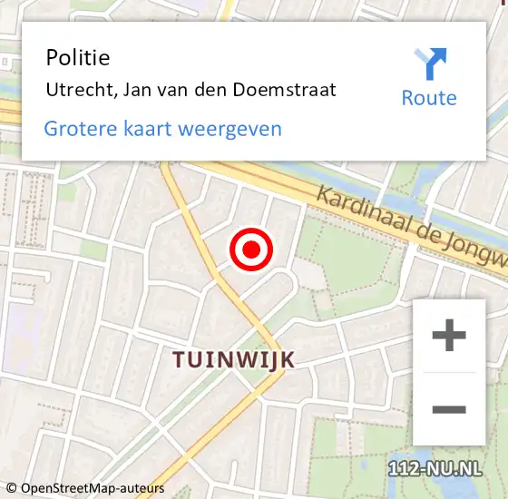 Locatie op kaart van de 112 melding: Politie Utrecht, Jan van den Doemstraat op 17 april 2023 10:26