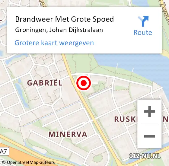 Locatie op kaart van de 112 melding: Brandweer Met Grote Spoed Naar Groningen, Johan Dijkstralaan op 17 april 2023 11:11